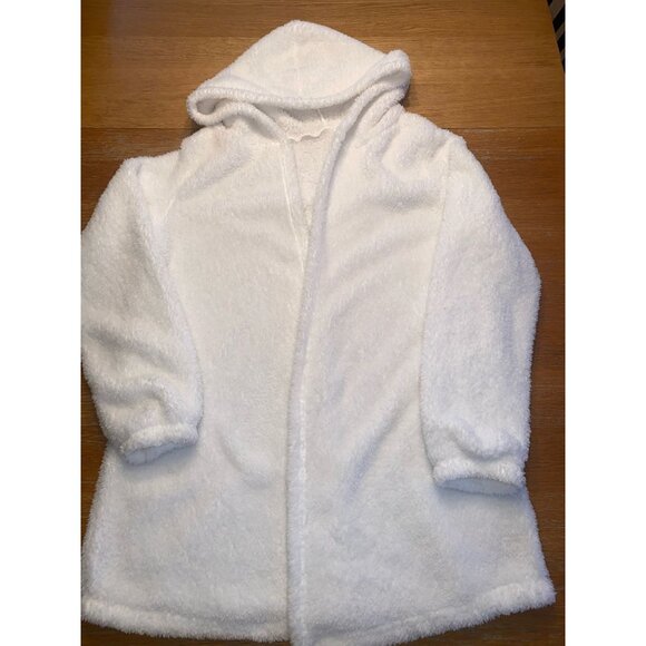 Fluffy White Hooded Sherpa Jacket For Women - Picture 1 of 4